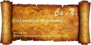 Csizmadia Nikander névjegykártya